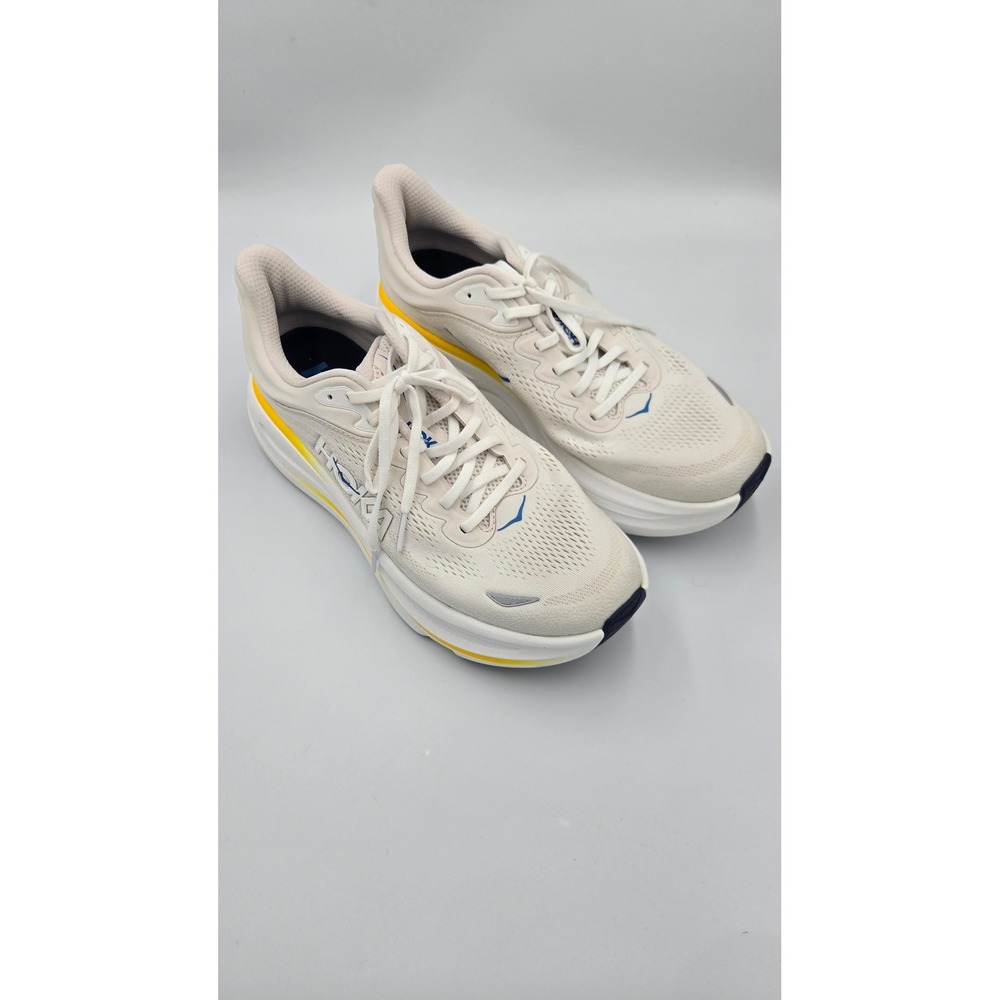 Hoka Bondi 8 Mens 9.5D White Green Blue Running Shoes 1162011 WGRT Sneaker